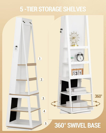 LED Jewelry Armoire with Full-Length Mirror