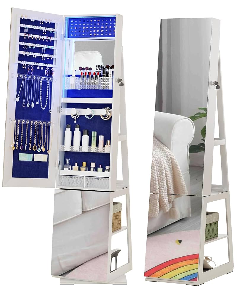 LED Jewelry Armoire with Full-Length Mirror