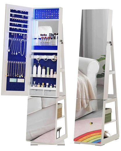 LED Jewelry Armoire with Full-Length Mirror