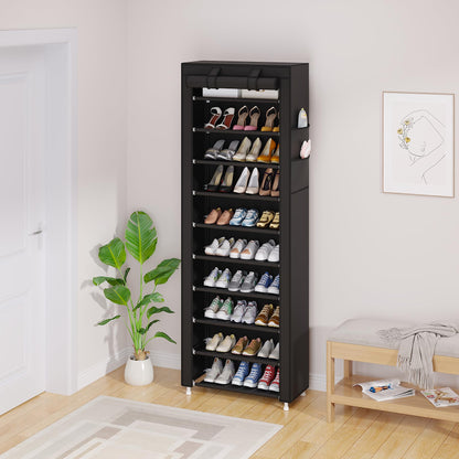 10 Tier Shoes Organizer, Free-Standing Shoe Rack with Dustproof Cover