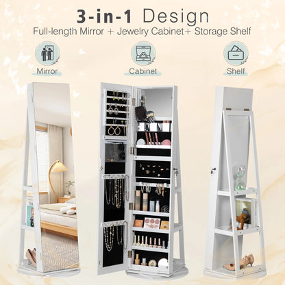 LED Jewelry Armoire with Full-Length Mirror