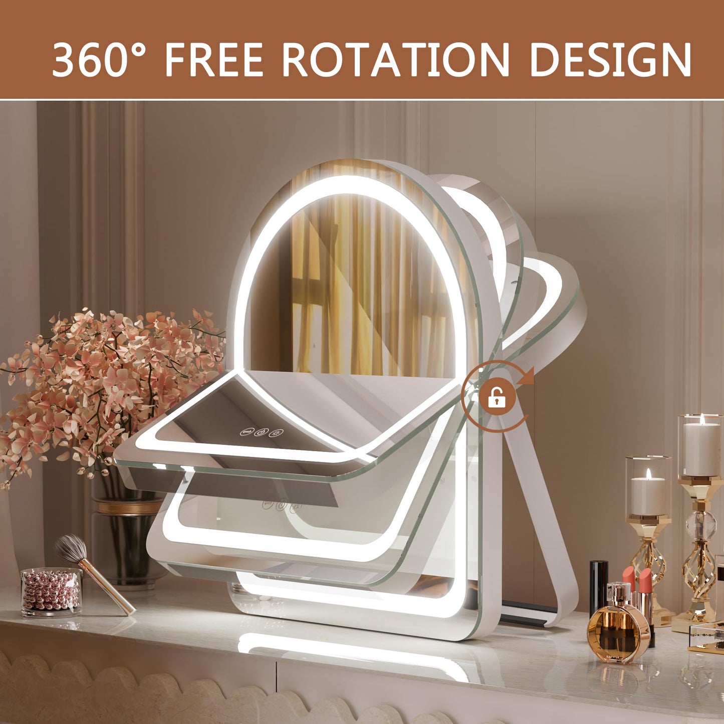 LED Bluetooth Makeup Mirror with Speakers & Magnification